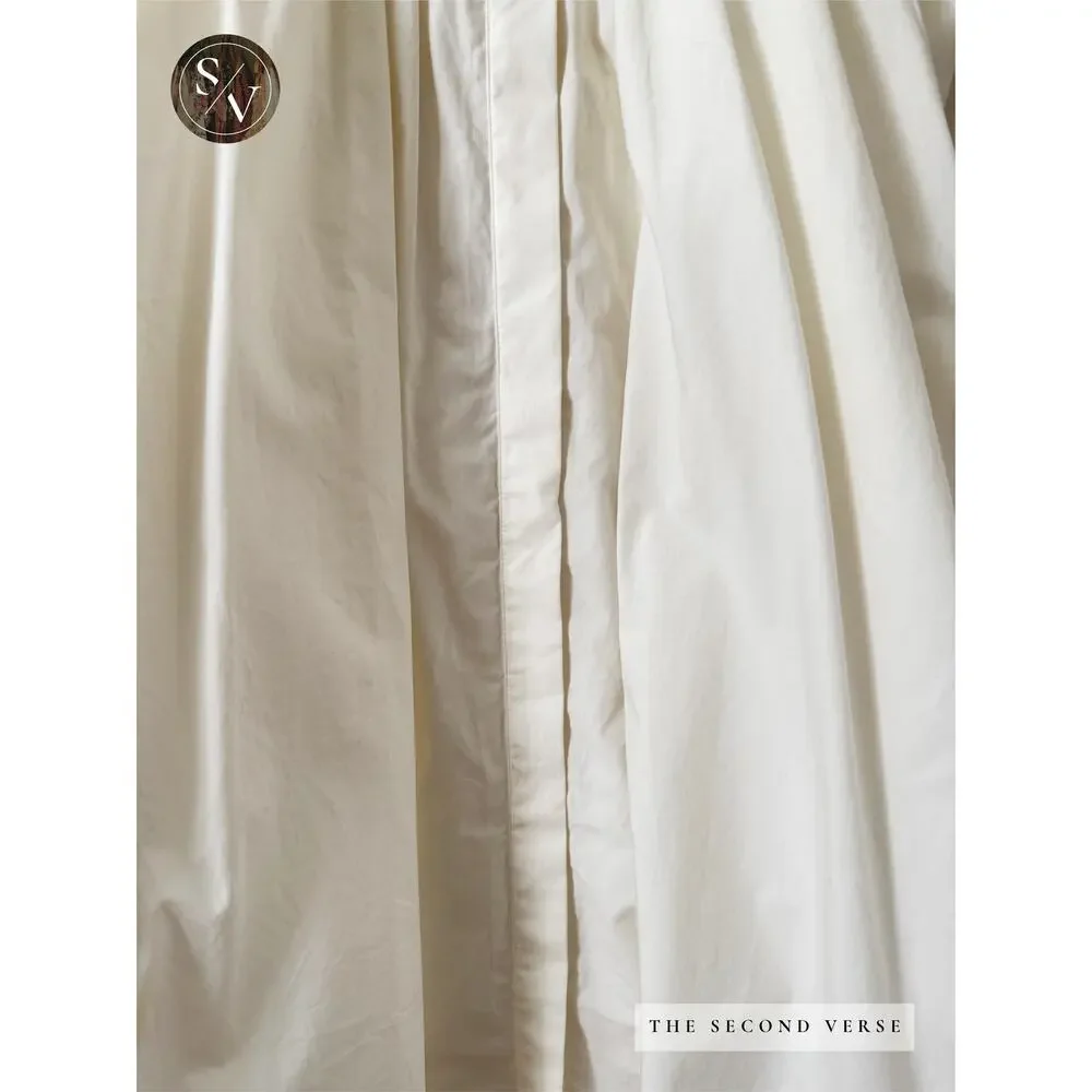 H&M Ivory Cream Embroidered Long Puff Sleeve Women's Top Size 12